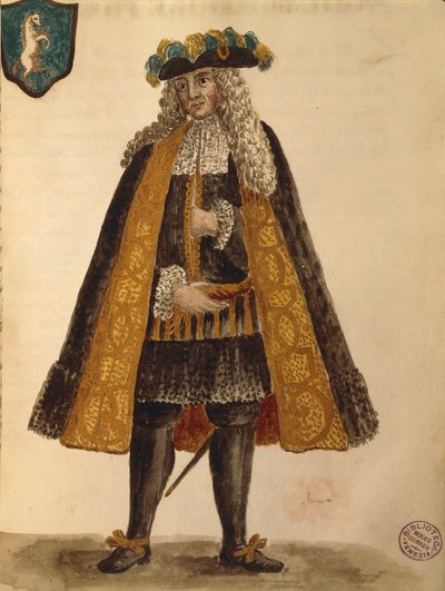 Embajador de Cerdeña, Gli Abiti de Veneziani, del libro ilustrado de trajes de Jan van Grevenbroeck