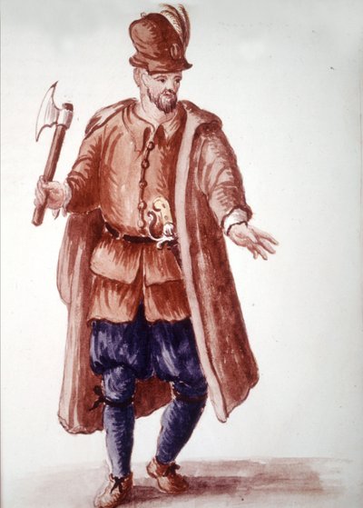 Scapolo di galéa: Remero pagado en las galeras en el siglo XVIII. Dibujo en acuarela y tinta del manuscrito “Costumbres de los venecianos” de Jan van Grevenbroeck (o Giovanni Grevembroch (Grevenbroch) (1731-1807) de Jan van Grevenbroeck