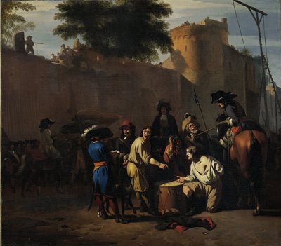 Lanzar los dados por la vida o la muerte de Jan van Huchtenburg