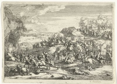Paisaje con batalla ecuestre Paisajes (título de la serie) de Jan van Huchtenburg