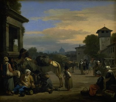 Escena callejera en Roma de Jan van Huchtenburg