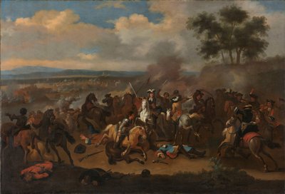 La batalla del Boyne, Irlanda, entre los reyes Jacobo II y Guillermo III, 12 de julio de 1690 de Jan van Huchtenburg