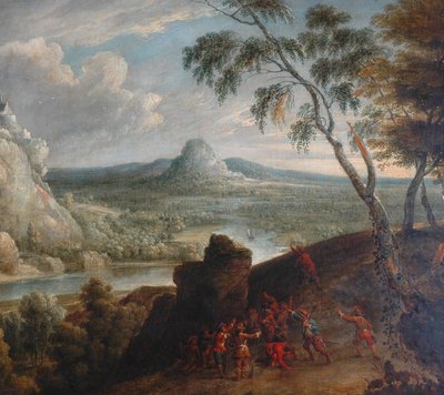 Paisaje con bandidos en emboscada de Jan van Huchtenburgh