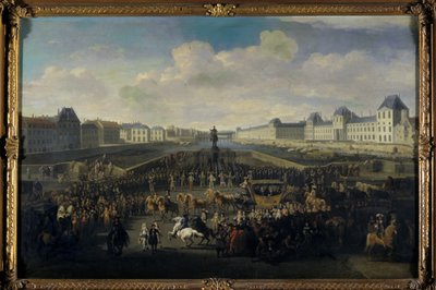 Luis XIV acercándose al Pont Neuf, París de Jan van Huchtenburgh