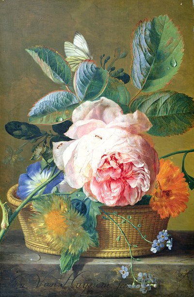 Una cesta con flores, 1740-45 de Jan van Huysum