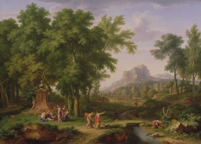 Paisaje Arcadio con un busto de Flora, 1724-25 (pareja de 68872) de Jan van Huysum