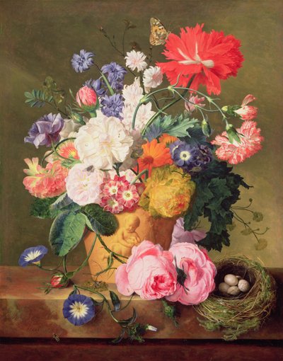 Flores en un jarrón de terracota, 1744 de Jan van Huysum