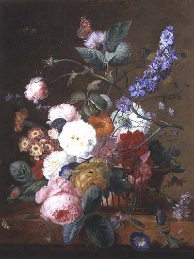 Naturaleza Muerta con Flores en una Cesta de Jan van Huysum