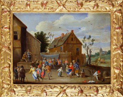 Banquete de bodas en el patio de una posada de Jan van Kessel