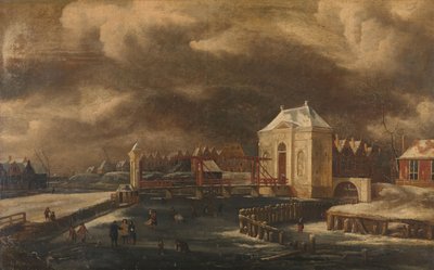 El Heiligewegspoort, Ámsterdam, en invierno de Jan van  Kessel