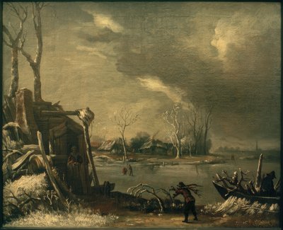 Paisaje invernal con recolector de leña de Jan van Kessel