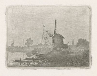 Vista de un molino sobre el agua de Jan van Lokhorst
