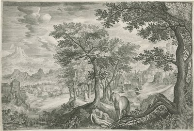 Paisaje de montaña con el Buen Samaritano de Jan van Londerseel