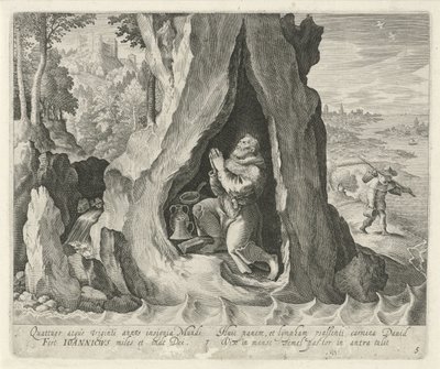 San Juan de Bitinia como ermitaño Santos y ermitaños (título de la serie) de Jan van Londerseel