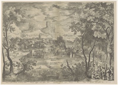 Landschap conoció a Christus die een demon uitdrijft bij een stomme man Expulsa al miserable Señor Cacodaemona, obsesionado con el mito, pronuncia palabras elocuentes a los espíritus, Cristo domina a los estigios y los obliga a entregar su asiento al imper de Jan van Londerseel