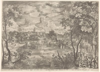 Paisaje con Cristo exorcizando a un demonio de un hombre mudo de Jan van Londerseel