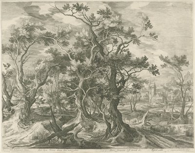Paisaje con un profeta de Judá desgarrado por un león de Jan van Londerseel