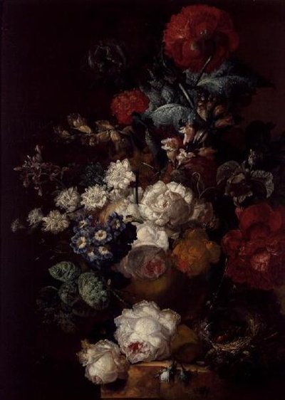 Naturaleza Muerta con Flores y un Nido de Pájaro de Jan van Os