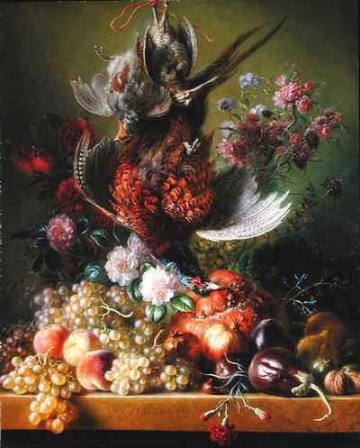 Bodegón con faisán y flores de Jan van Os