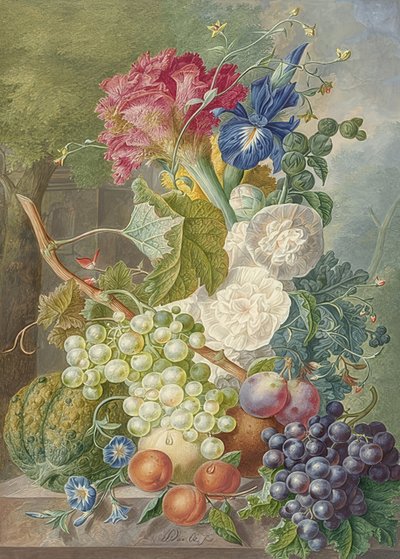 Naturaleza muerta con flores y frutas. Alrededor de 1775-1800 de Jan van Os