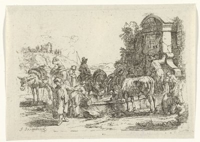 Bebiendo ganado en un pozo de Jan van Ossenbeeck