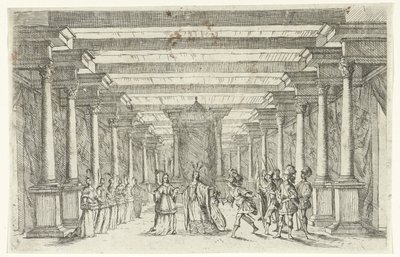 Un guerrero saludando a una princesa Diseño de escenografía (título de la serie) de Jan van Ossenbeeck