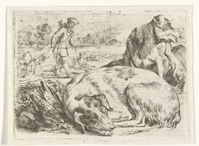 Cazador con sus perros de Jan van Ossenbeeck