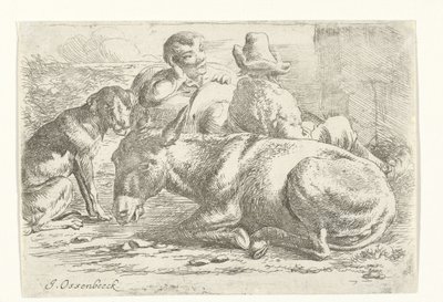 Dos conductores de burros descansando de Jan van Ossenbeeck