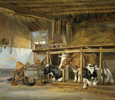 Vacas en un establo de Jan van Ravenswaay
