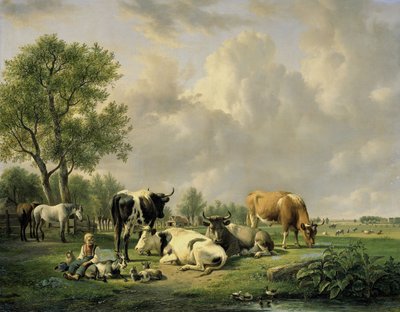 Pradera con animales de Jan van Ravenswaay