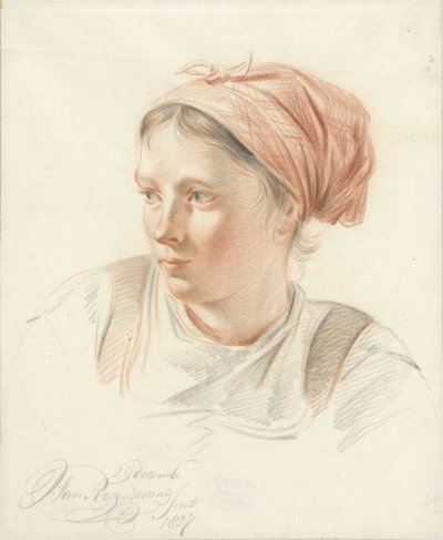 Retrato de mujer joven, de tres cuartos mirando hacia la izquierda de Jan van Ravenswaay