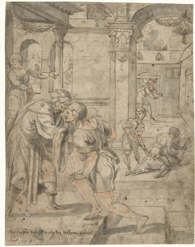 El regreso del hijo pródigo de Jan van Scorel (circle of)