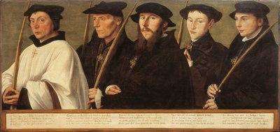 Cinco miembros de la Hermandad de Utrecht de los Peregrinos de Jerusalén, ca 1541 de Jan van Scorel