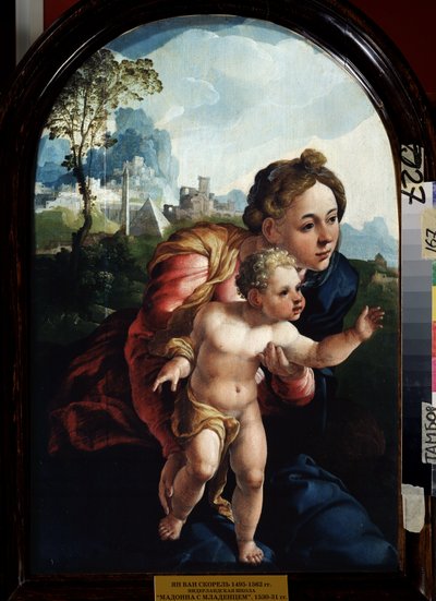 La Virgen y el Niño (Virgen y el Niño). Pintura de Jan Van Scorel (1495-1562). Óleo sobre tabla, 66 x 45 cm de Jan van Scorel