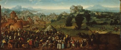 Paisaje con torneo y cazadores de Jan van Scorel