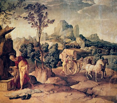 El apóstol Felipe bautizando al eunuco, siglo XVI de Jan van Scorel