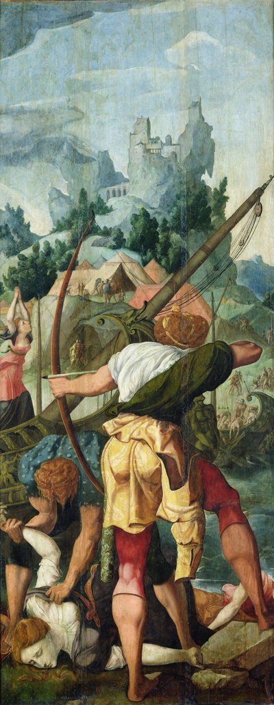 El Martirio de las Vírgenes, panel derecho del Tríptico de Santa Úrsula y las Once Mil Vírgenes de Jan van Scorel