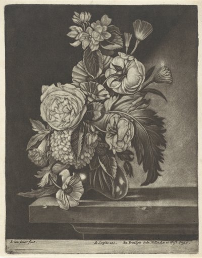 Flores en un florero de cristal de Jan van Somer