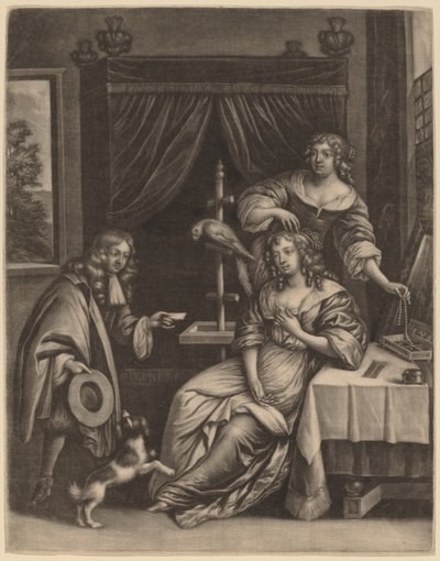 Niño entregando una carta a una mujer de Jan van Somer