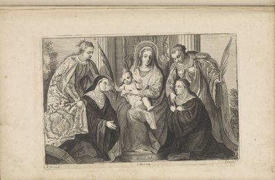 María con el Niño Jesús, Santa Lucía, Santa Catalina de Alejandría y Dos Fundadores de Jan van Troyen