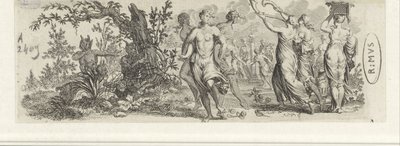 Ninfas danzantes observadas por sátiros de Jan van Vianen