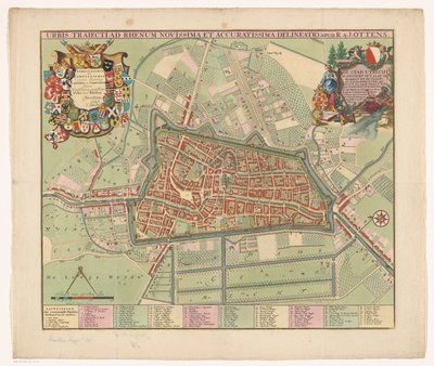 Plattegrond van de stad Utrecht El último y más preciso dibujo de la ciudad cruzando el Rin (título sobre objeto) de Jan van Vianen