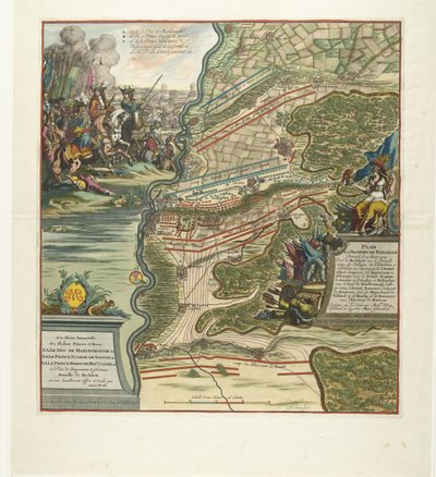 Escoria bij Höchstädt, 1704 Plan de la Gloriosa Batalla Dado el 13 de Agosto Cerca de Hochstett en el Danubio (...) (título sobre el objeto) de Jan van Vianen