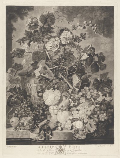 Una pieza de fruta, grabado por Richard Earlom, 1781 de Jan van after Huysum
