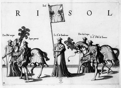 Armas de Sicilia en el cortejo fúnebre del Emperador Carlos V, 1559 de Jan van and Doetechum Doetechum the elder