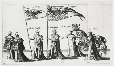 Estandarte imperial en la procesión fúnebre del Emperador Carlos V de Jan van and Doetechum Lucas van and Bol Hans Doetechum the elder
