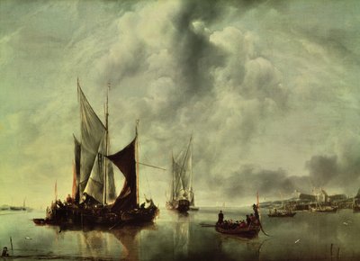 Calma o, barcos cerca de la costa, después de 1651 de Jan van de Capelle or Cappelle