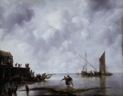 Barcos de pesca en calma de Jan van de Capelle or Cappelle