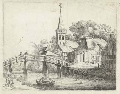 paisaje con puente de madera de Jan van de Cappelle