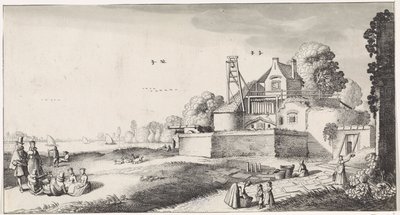 Campo de blanqueo para una fortaleza Playsante paisajes y caras divertidas (título de la serie) de Jan van de Velde (II)